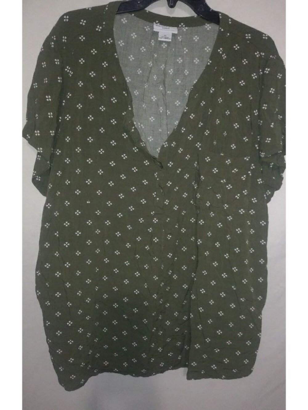 Liz Claiborne 4X Olive White Rayon Top Plus